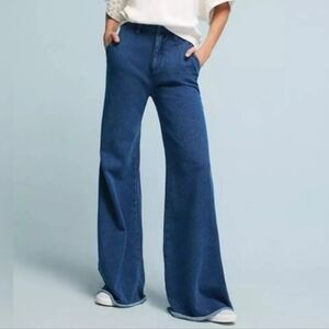 Anthropologie Denim Effect Knit Trousers